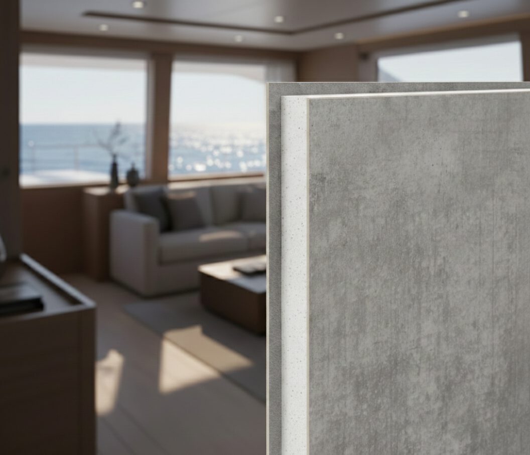 Seawhite HP Brandschutz-Sandwichpaneel von Filippi 1971 für den Boots- und Schiffbau.